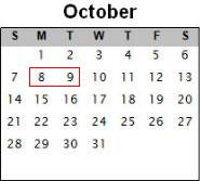 2012 Oct calendar