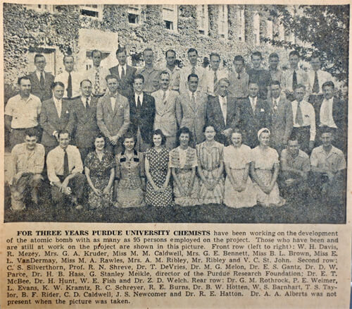 Purdue Chemistry Manhattan Project Team, 1945