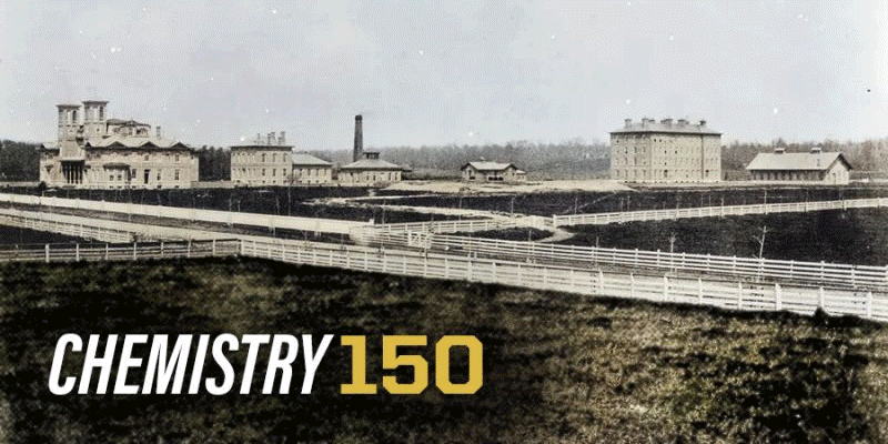 Animated GIF showing Purdue campus in 1874 versus 2024