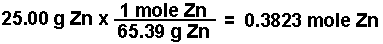 Finding the moles of Zn