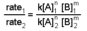 Ratio of rate law 1 to rate law 2