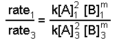 Ratio of rate law 1 to rate law 3