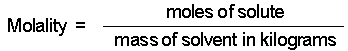 Equation for calculating molality