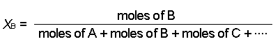 Equation for calculating the mole fraction of B