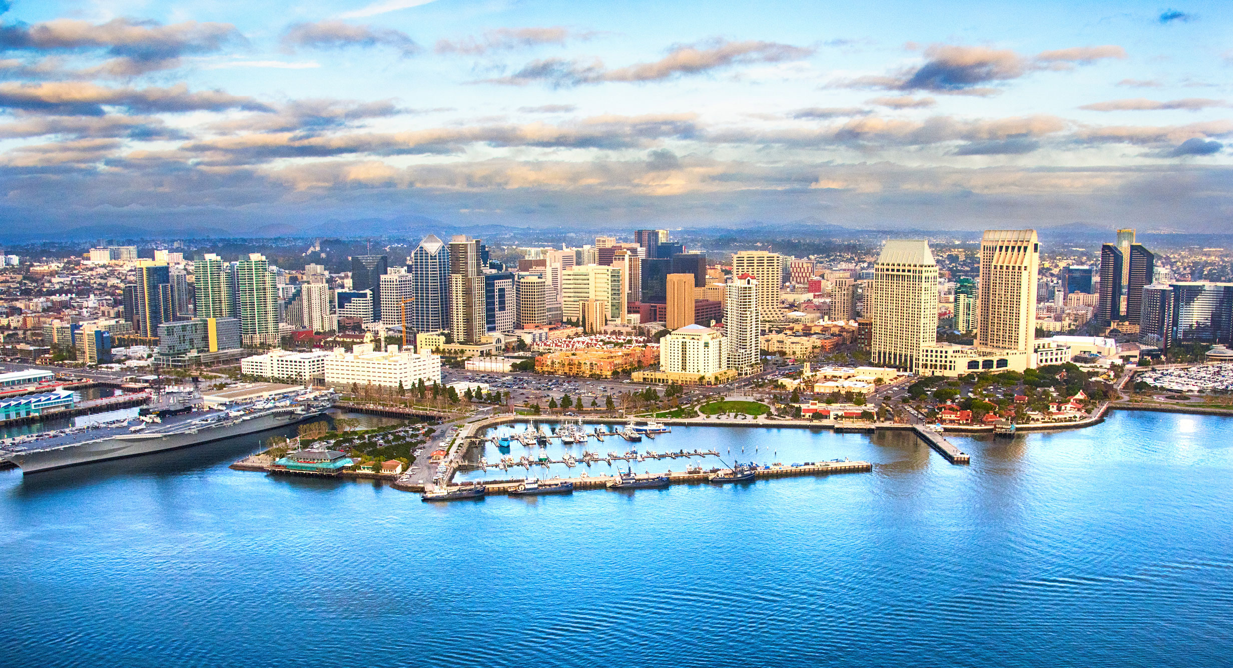 San Diego city skyline at sunset