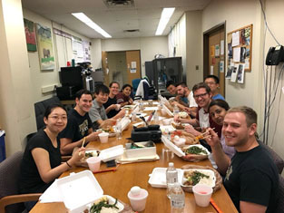 Lab lunch after instrument maintenance and chemical inventory 2017.