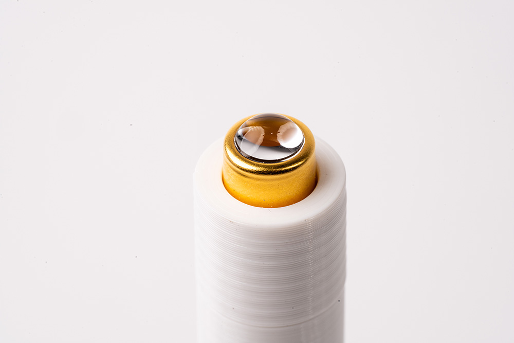 Close-up of the TO-package LED end of the optical stimulator.