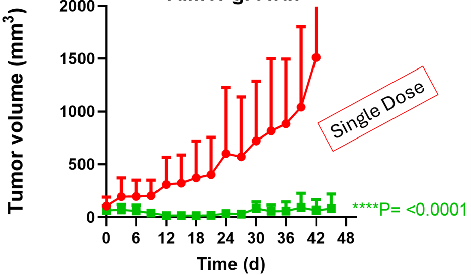 A single dose of our FAP9-targeted 177Lu radiotherapy is shown to control PANC-1 tumors in mice