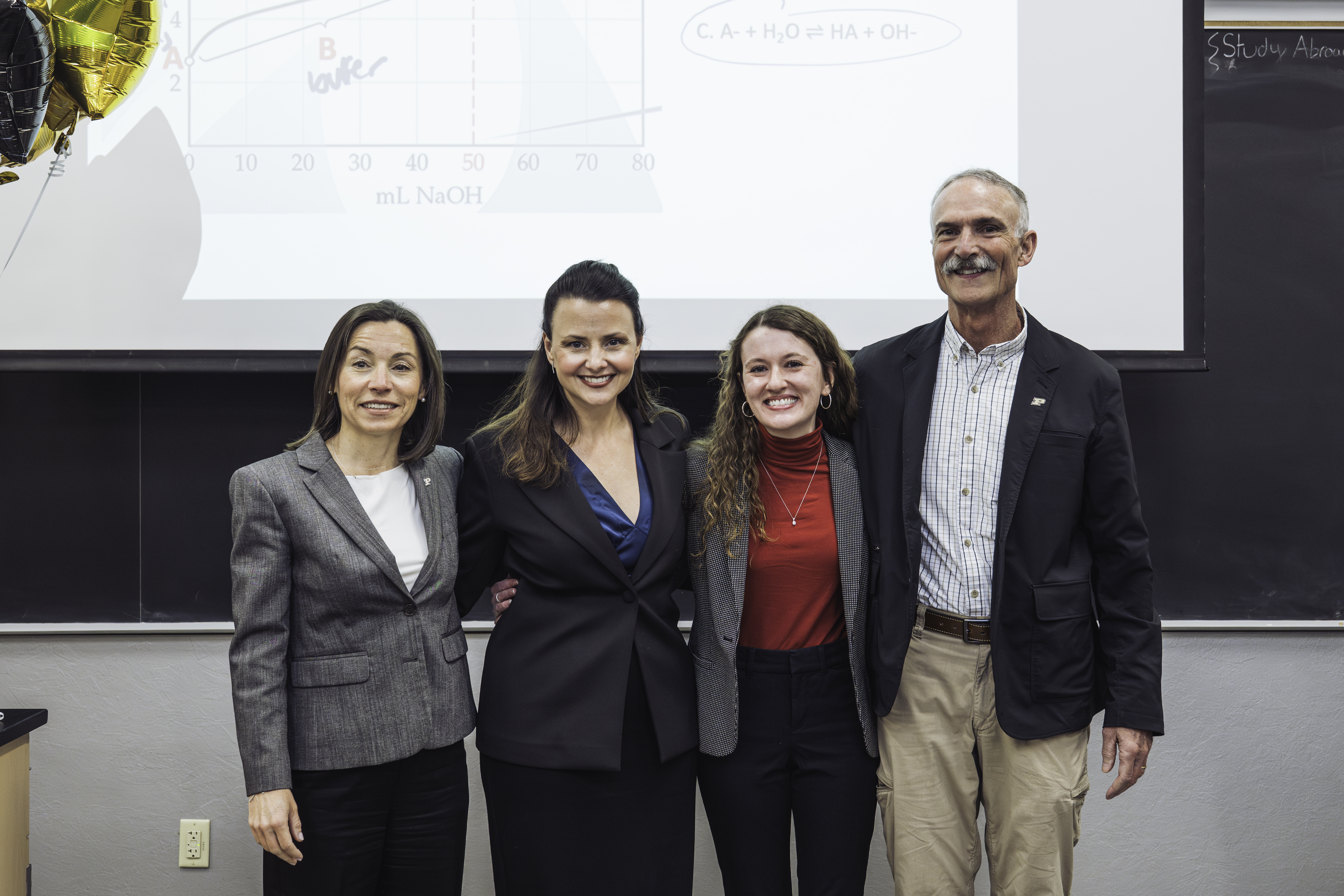 Hannah Starr poses with Dean Lucy Flesch, Haley Oliver-Jischke, and Interim Dept. Head Scott McLuckey.