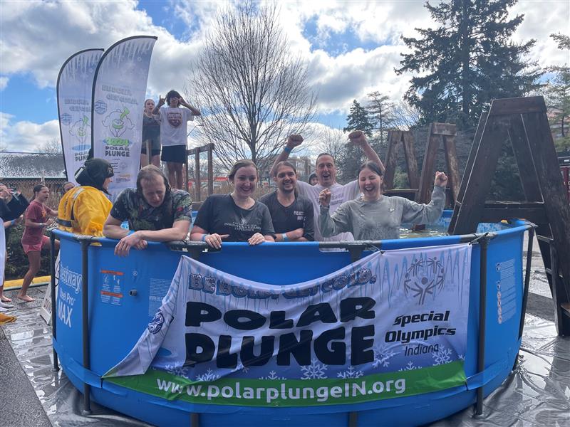 Simpson group in the pool at Polar Plunge 2024.